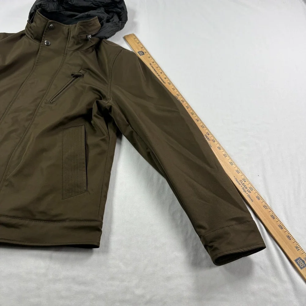 Banana Republic Jacket Mens Medium Olive Green Full Zip Moto Casual Hooded